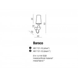 Lampa kinkiet BAROCO AB7121-1S srebrna AZZARDO