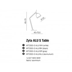 Lampa stołowa ZYTA MT2300-S ALU/WH biała AZZARDO