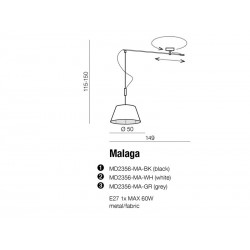 Lampa wisząca MALAGA MD2356-MA GR szara AZZARDO