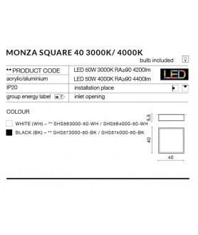 Lampa plafon MONZA SHS573000-50-BK czarna AZZARDO