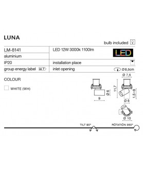 Lampa plafon LUNA LM-8141 biała AZZARDO