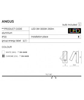 Lampa kinkiet ANGUS SN-6408 WH biała AZZARDO