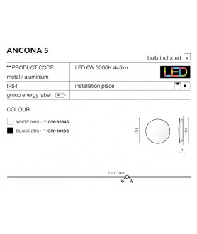 Lampa kinkiet ANCONA S GW-8664S biała AZZARDO