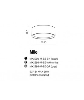 Lampa plafon MILO MX2295-M-BZ biała AZZARDO