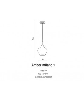 Lampa wisząca AMBER MILANO 1 2285-1P chrom dymiony AZZARDO
