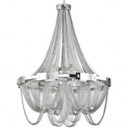 Lampa wisząca z łańcuszków żyrandol glamour nikiel ROMA P09109NI COSMO LIGHT