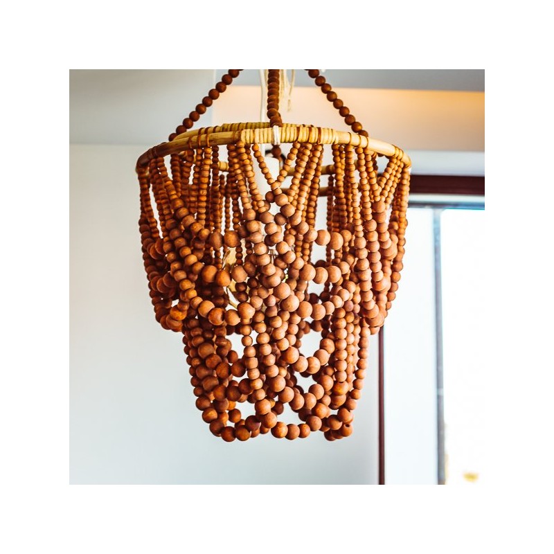 Lampa wisząca koraliki w stylu balijskim Boho BEADS brązowa fi50 CL2000BR