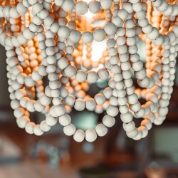 Lampa wisząca koraliki w stylu balijskim Boho BEADS biała fi50 CL2020BR