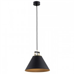 Lampa wisząca minimalistyczna czarna z elementami mosiężnymi ORTE 4915 Argon