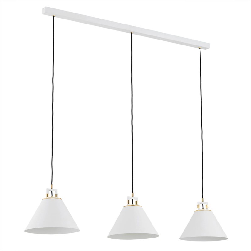 Lampa wisząca minimalistyczna biała z elementami mosiężnymi ORTE 6173 Argon