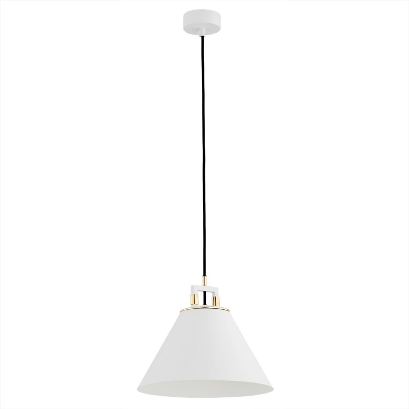 Lampa wisząca minimalistyczna biała z elementami mosiężnymi ORTE 4914 Argon
