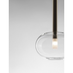 Lampa wisząca prosta elegancka ze złotymi elementami i szklanym kloszem LE43390 BAJOS Luces Exclusivas