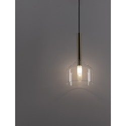 Lampa wisząca prosta elegancka ze złotymi elementami i szklanym kloszem LE43391 BAJOS Luces Exclusivas