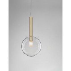 Lampa wisząca prosta elegancka ze złotymi elementami i szklanym kloszem LE43392 BAJOS Luces Exclusivas