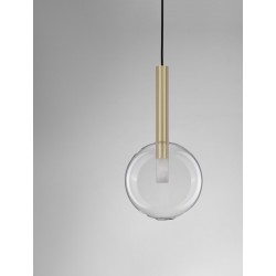 Lampa wisząca prosta elegancka ze złotymi elementami i szklanym kloszem LE43392 BAJOS Luces Exclusivas