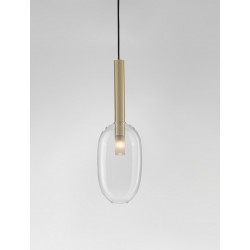 Lampa wisząca prosta elegancka ze złotymi elementami i szklanym kloszem LE43393 BAJOS Luces Exclusivas