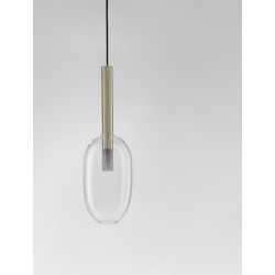 Lampa wisząca prosta elegancka ze złotymi elementami i szklanym kloszem LE43393 BAJOS Luces Exclusivas