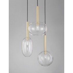 Lampa wisząca prosta elegancka ze złotymi elementami i szklanymi kloszami 3x5W LE43394 BAJOS Luces Exclusivas