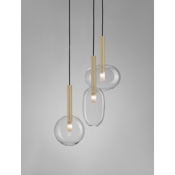Lampa wisząca prosta elegancka ze złotymi elementami i szklanymi kloszami 3x5W LE43394 BAJOS Luces Exclusivas