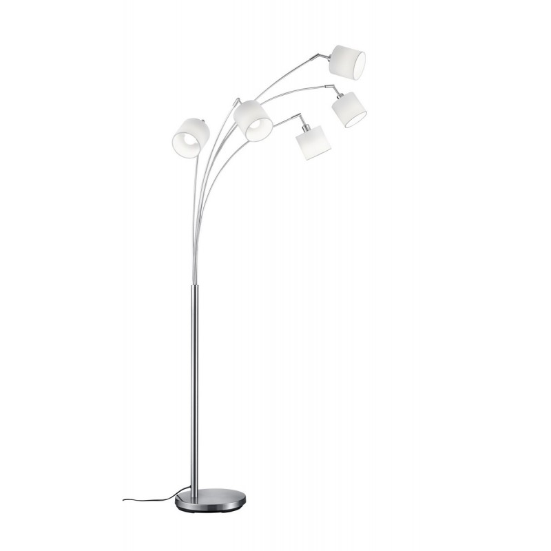 Lampa podłogowa nowoczesna srebrna abażur biały 5pł TOMMY R46330501 RL