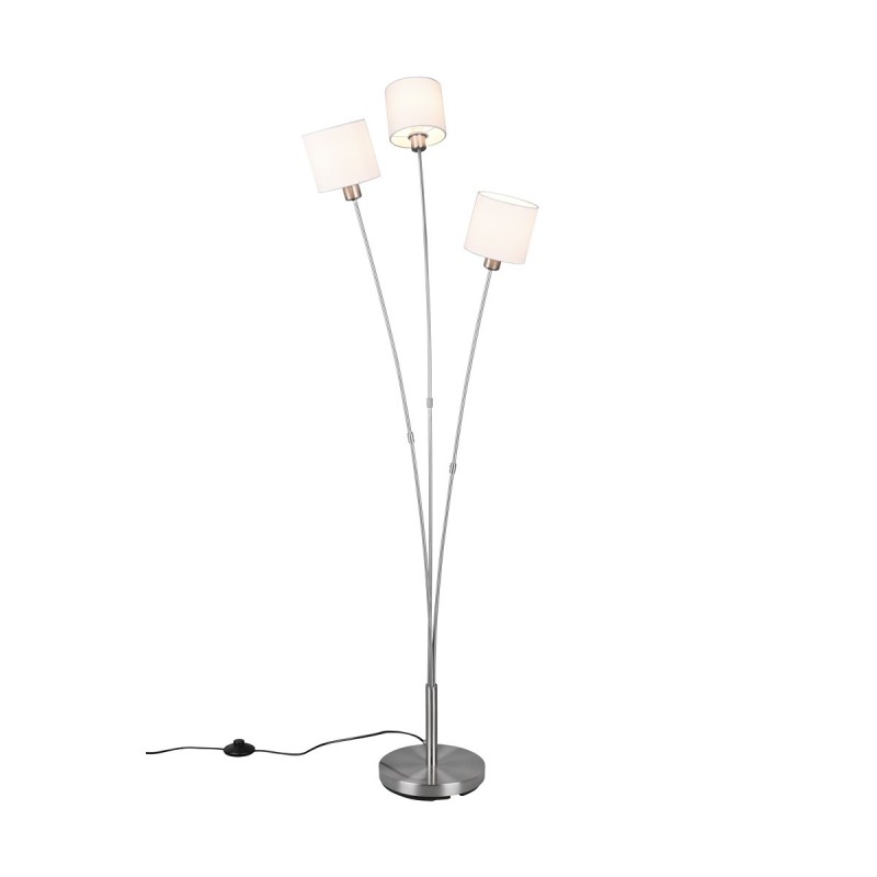 Lampa podłogowa nowoczesna srebrna biały abażur 3pł TOMMY R46333901 RL