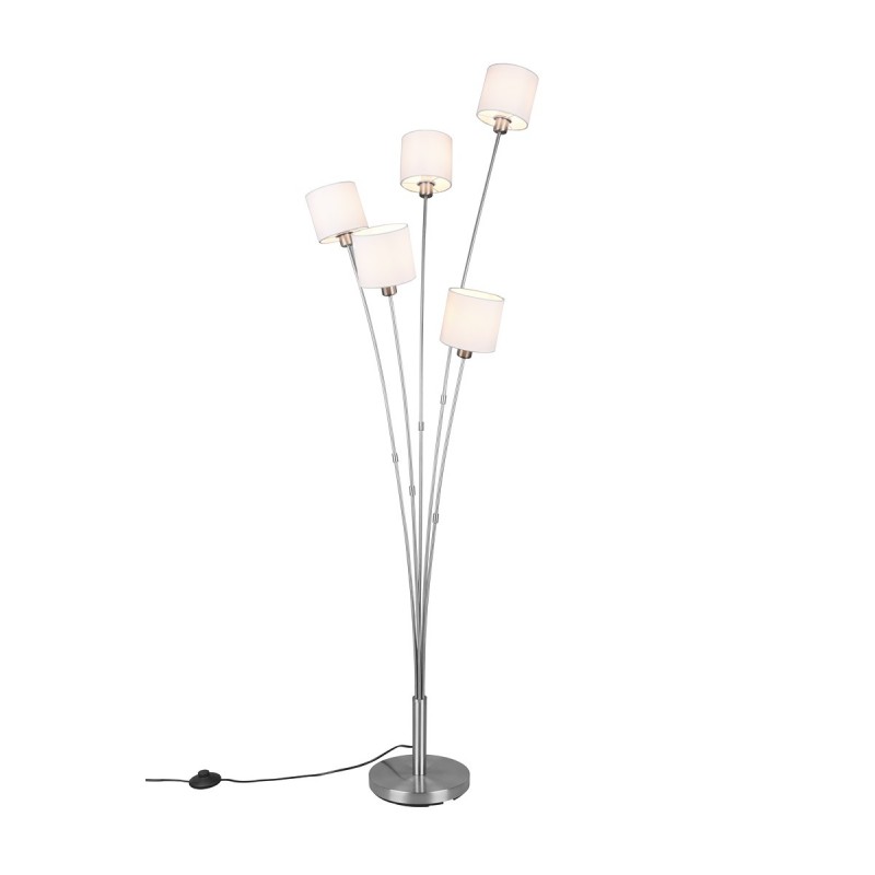 Lampa podłogowa nowoczesna srebrna biały abażur TOMMY R46335901 RL